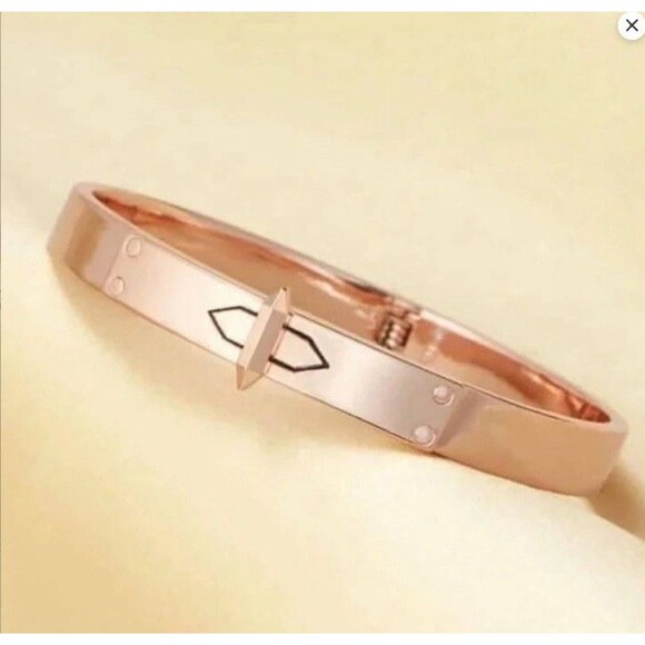 Stella & Dot Small Rebel Bangle Bracelet Rose Gold "You Do You" Quote Hinge NWOT - Picture 9 of 16